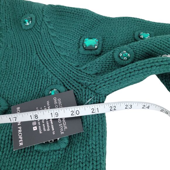 Boston Proper Cardigan Sweater Jeweled Emerald Green Women's size Large NWT - Picture 11 of 12